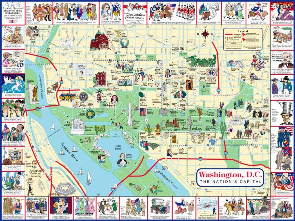 washington dc χάρτης με σημεία ενδιαφέροντος