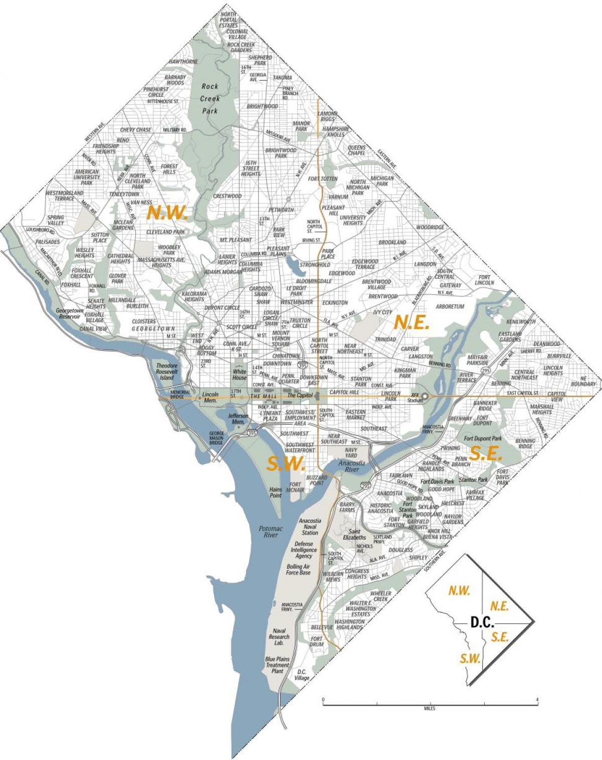 χάρτης στην ουάσιγκτον dc