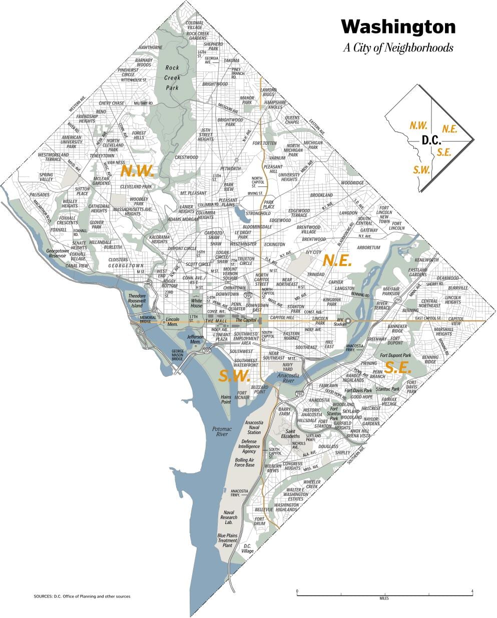 washington dc γειτονιά χάρτης
