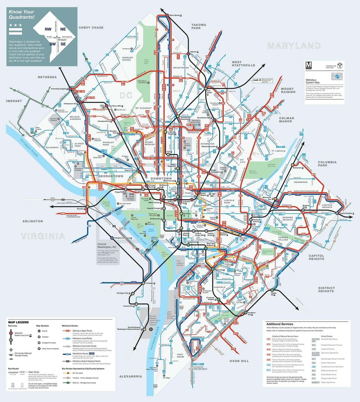 washington dc δρομολόγια λεωφορείων χάρτης