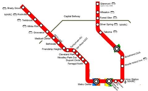 washington dc κόκκινη γραμμή του χάρτη