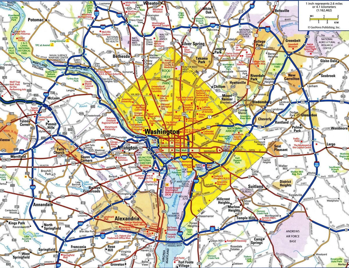 washington dc οδικό χάρτη