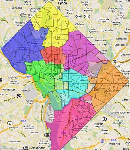 washington dc πτέρυγα χάρτης