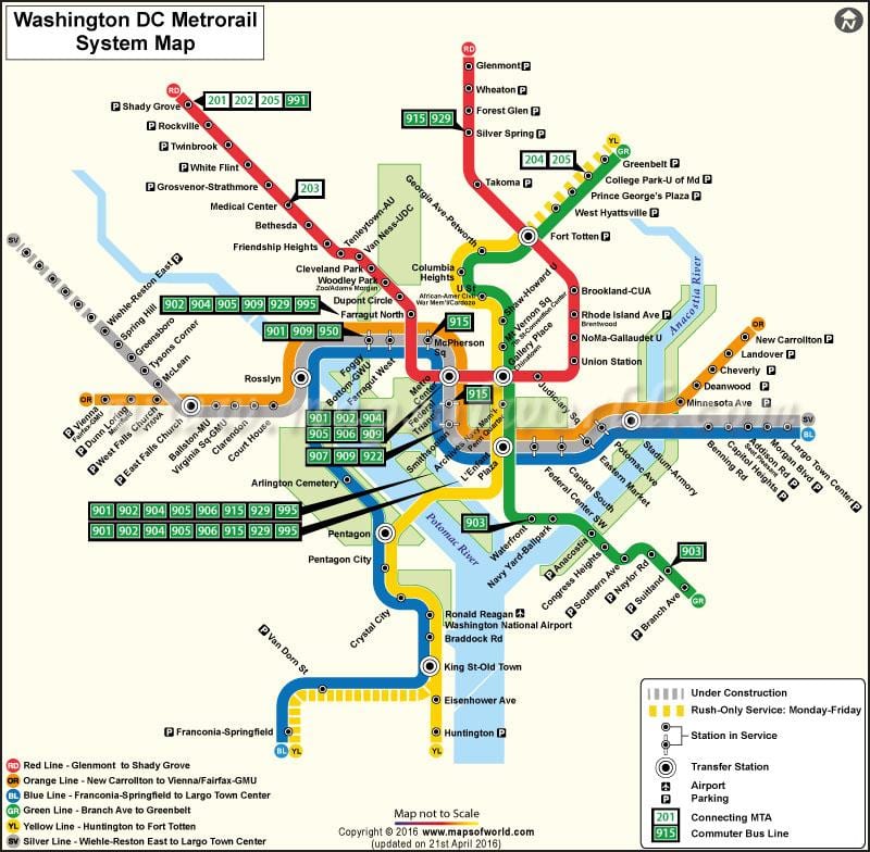 washington dc τραμ χάρτης