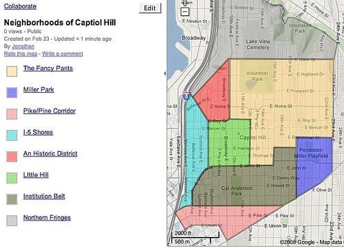 χάρτης της capitol hill γειτονιά