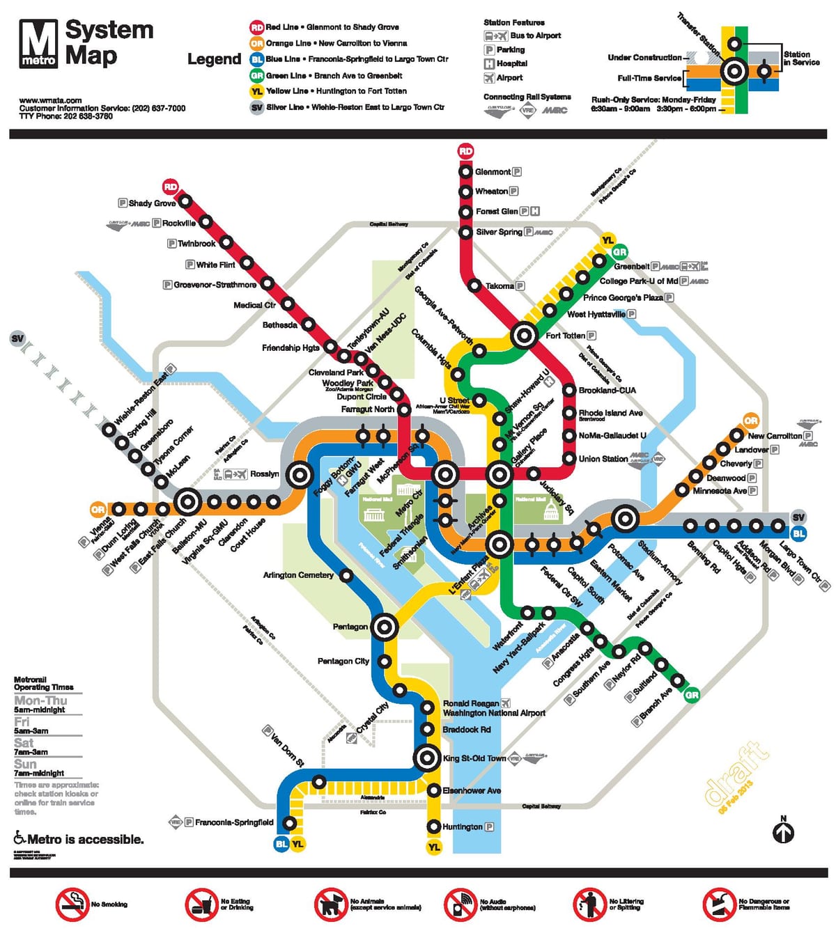 washington dc γραμμή του μετρό χάρτης