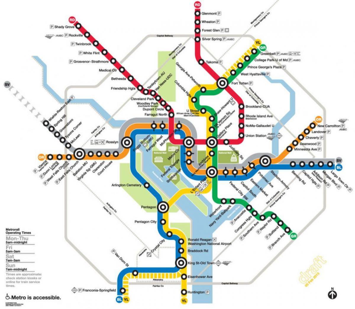 washington dc metro rail χάρτης