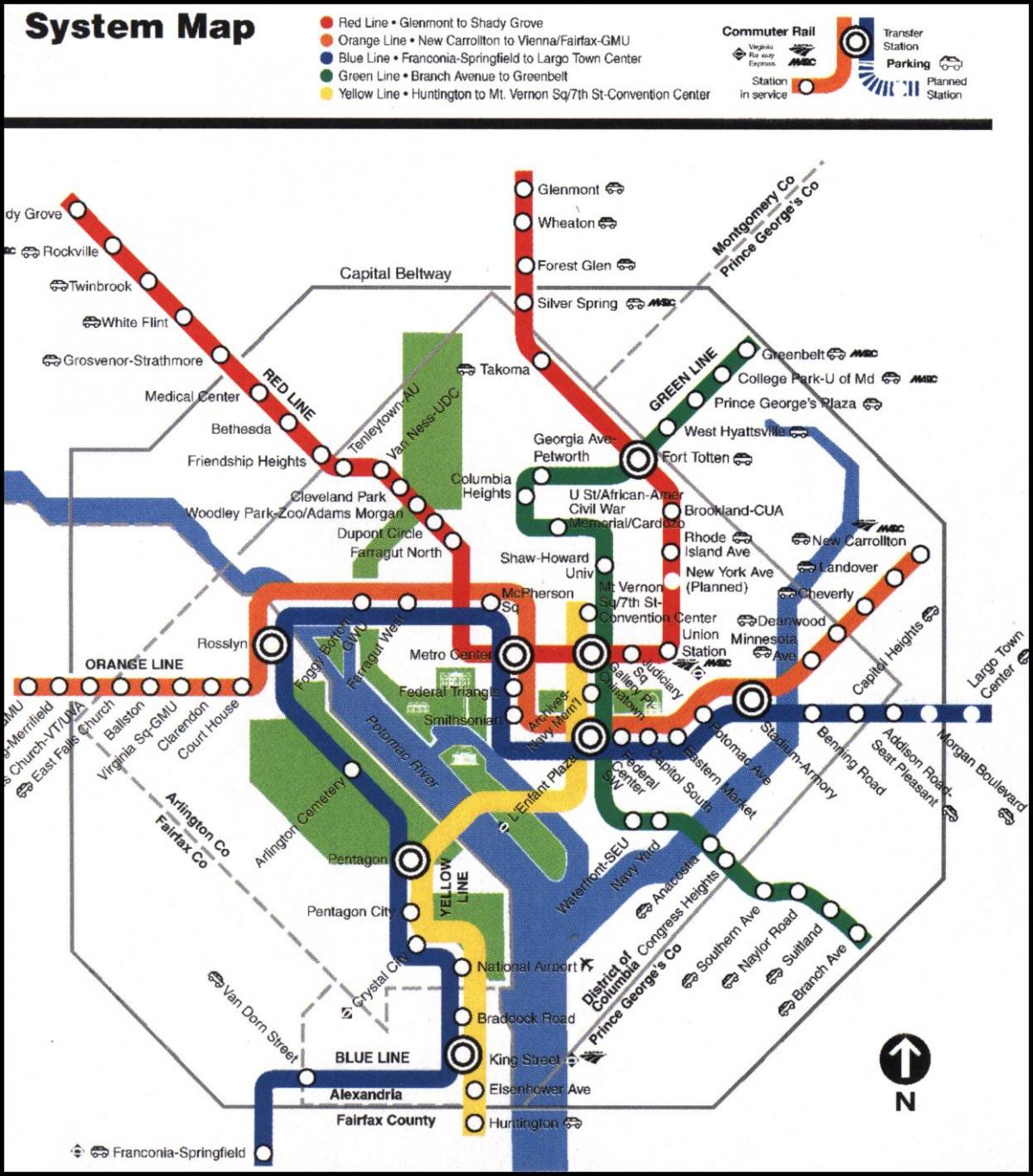 washington dc metro τρένο χάρτης