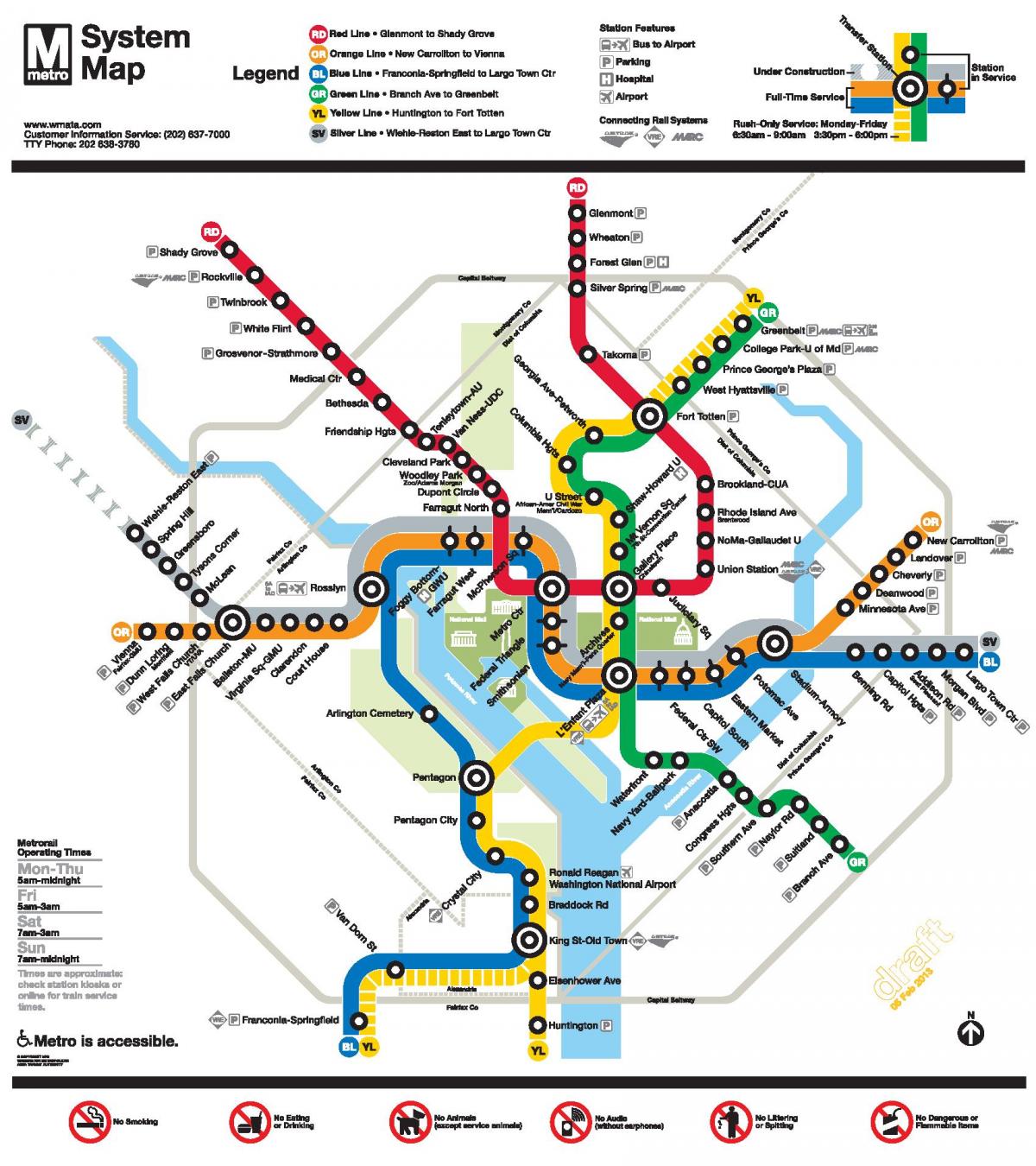 washington dc γραμμή του μετρό χάρτης