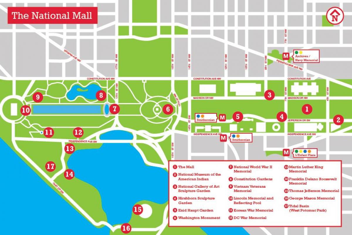 χάρτης της national mall στάθμευσης