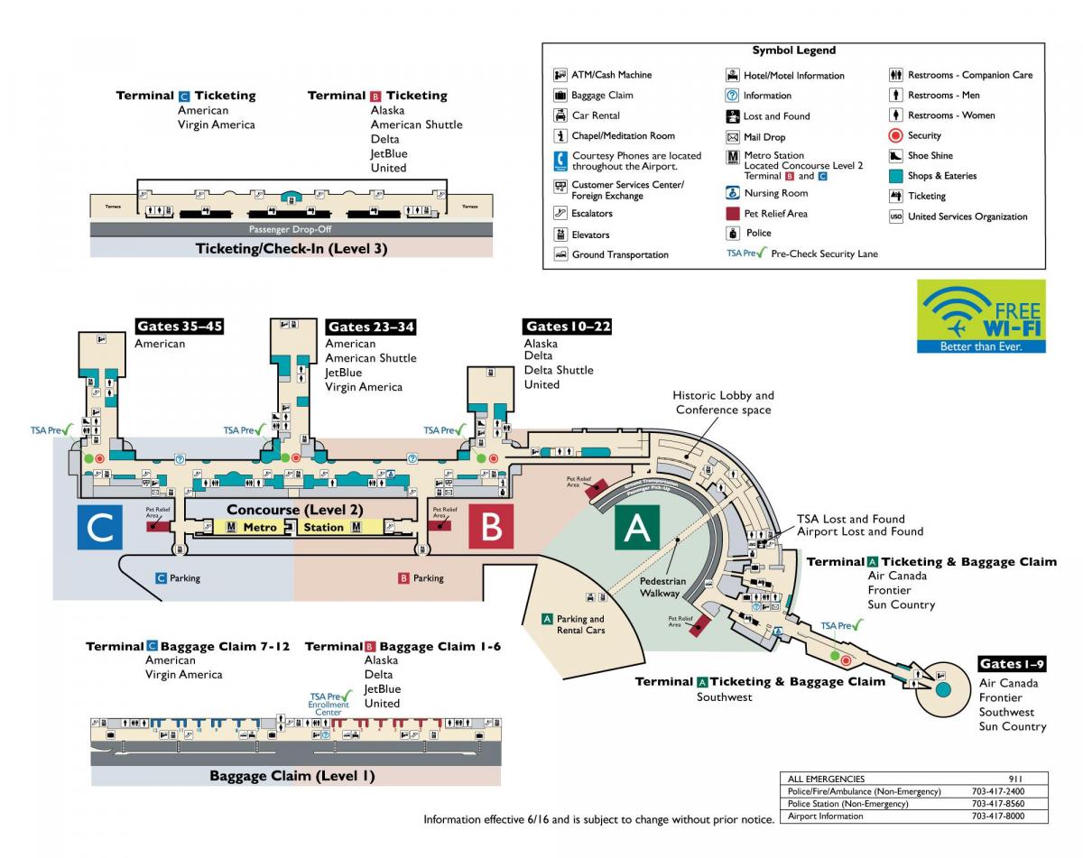 ronald reagan national airport χάρτης