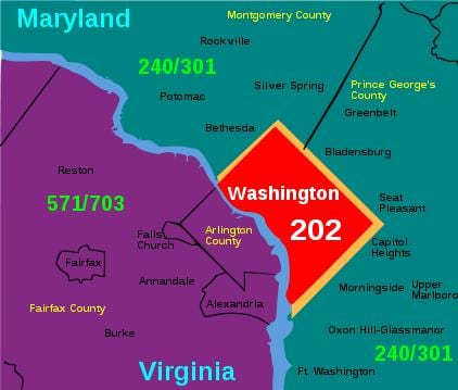 dc area code χάρτης