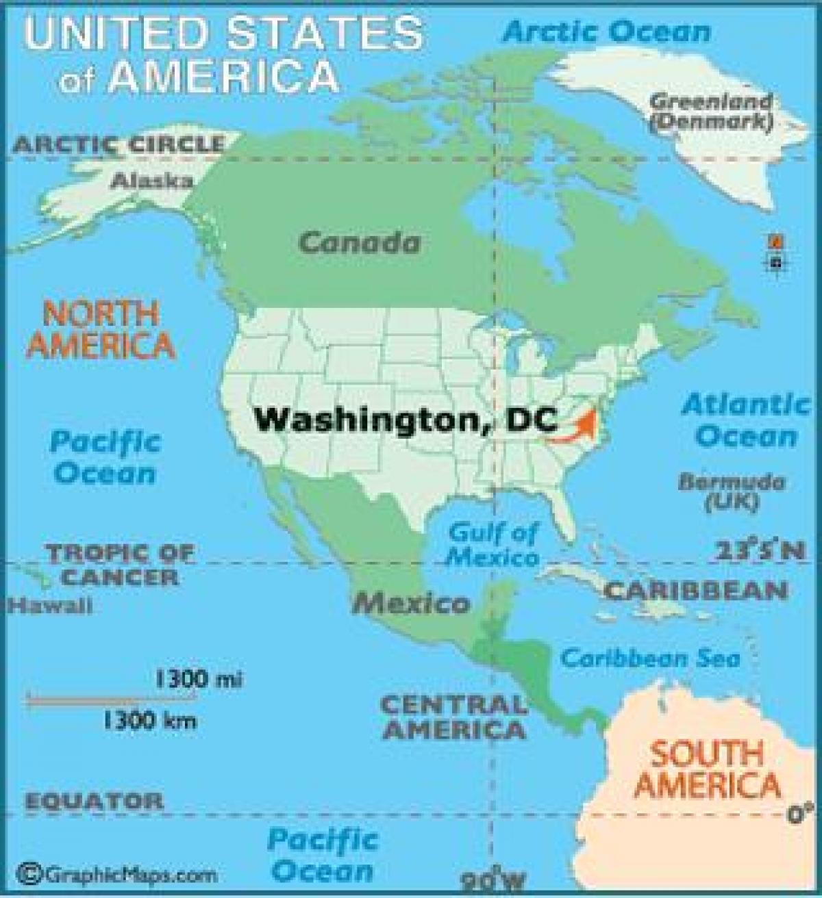 ουάσιγκτον σε παγκόσμιο χάρτη