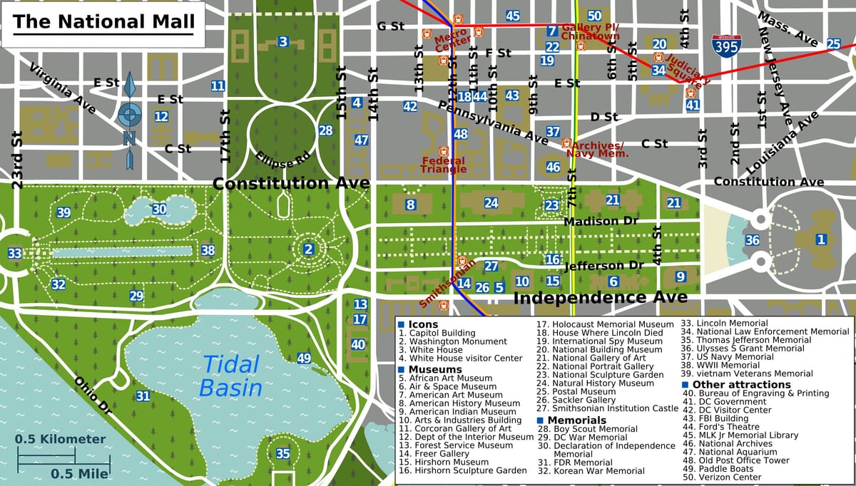 washington national mall χάρτης