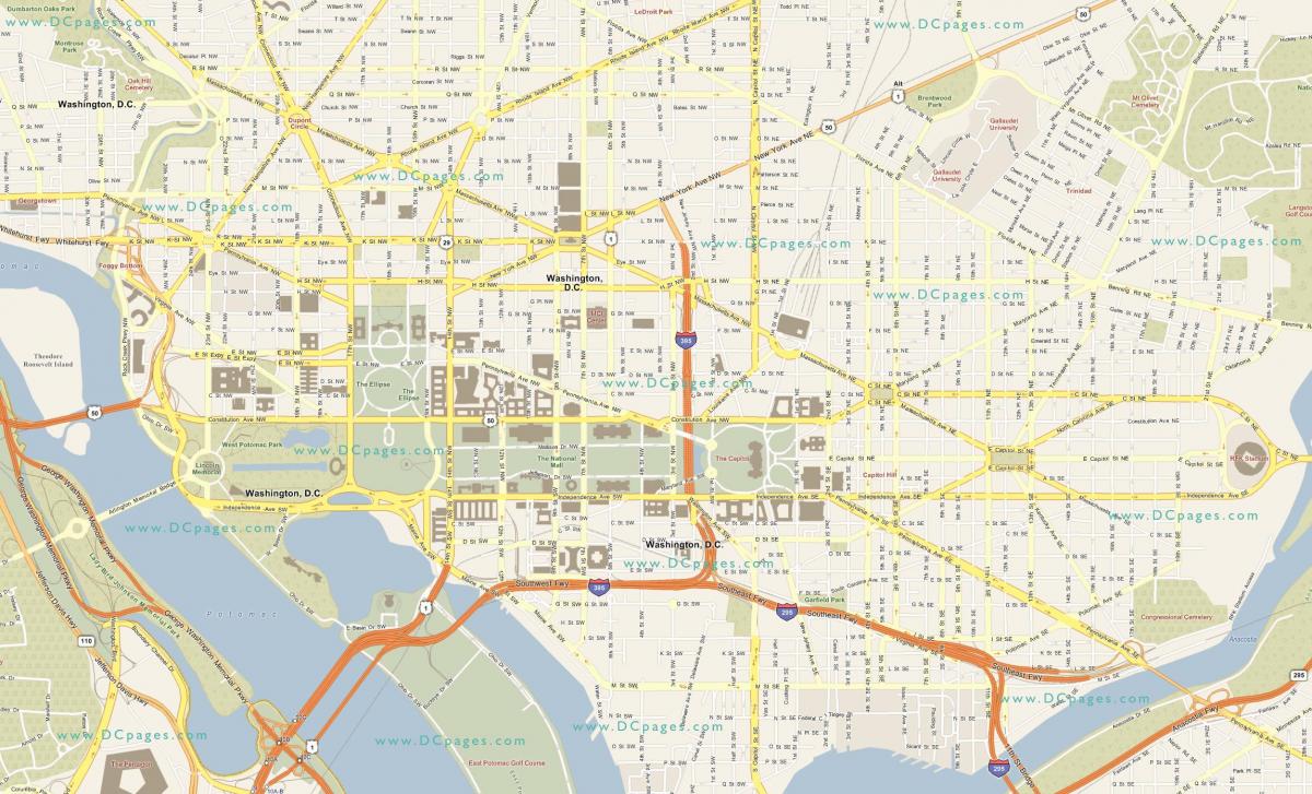 λεπτομερής χάρτης της ουάσιγκτον