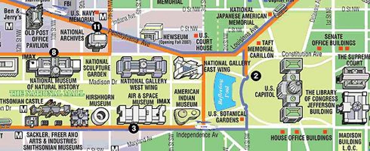 χάρτης της ουάσιγκτον, dc μουσεία και μνημεία