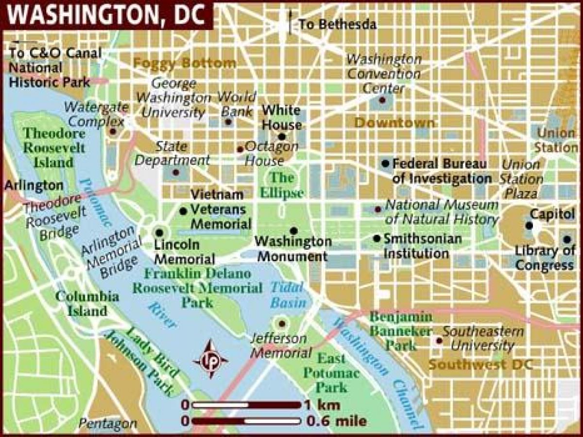 ένα χάρτη της ουάσινγκτον