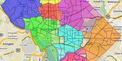 Washington dc πτέρυγα χάρτης