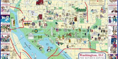 Washington dc χάρτης με σημεία ενδιαφέροντος