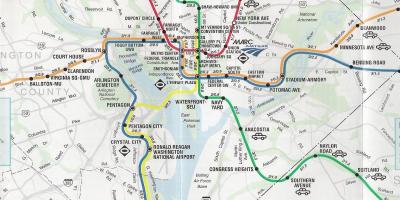 Washington dc δρόμο χάρτη με τους σταθμούς του μετρό