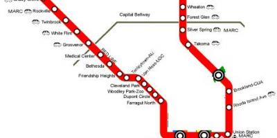 Washington dc metro κόκκινη γραμμή του χάρτη