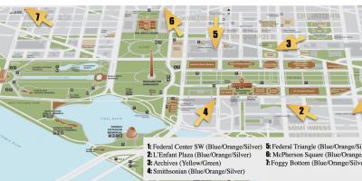 Το περπάτημα χάρτη της ουάσινγκτον μνημεία